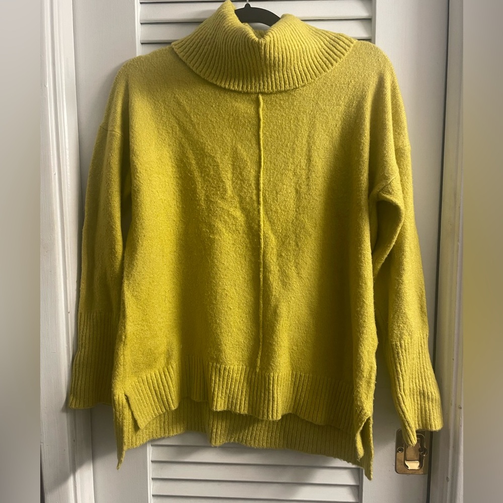 Umbrale Woman Chili - Cozy Wool Mock Neck Sweater Size XS Bold Yellow/Green